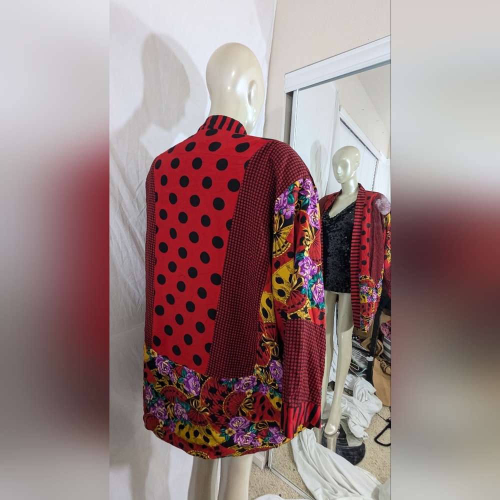 N.R.1 Vintage Bohemian Mixed Patterns Open Jacket… - image 2